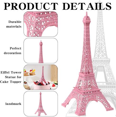 9 Pcs Eiffel Tower Statue Decor Alloy Metal Paris Eiffel Tower Decor French Eiffel Tower Decoration Gift for Cake Topper Table Stand Holder Collectible Figurines(7'') in Saudi Arabia