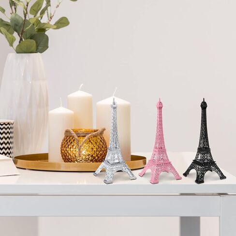 9 Pcs Eiffel Tower Statue Decor Alloy Metal Paris Eiffel Tower Decor French Eiffel Tower Decoration Gift for Cake Topper Table Stand Holder Collectible Figurines(7'') in Saudi Arabia