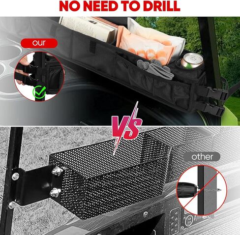 سلة تخزين داخلية أمامية لعربة الجولف مع حاملات أكواب معزولة، بدون حفر، منظم صينية لوحة القيادة قابل للطي عالمي متوافق مع EZGO، Club Car، نموذج Kandi Electirc in Kuwait