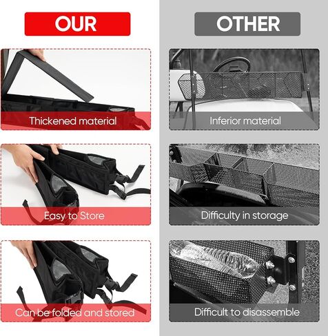 سلة تخزين داخلية أمامية لعربة الجولف مع حاملات أكواب معزولة، بدون حفر، منظم صينية لوحة القيادة قابل للطي عالمي متوافق مع EZGO، Club Car، نموذج Kandi Electirc in Kuwait