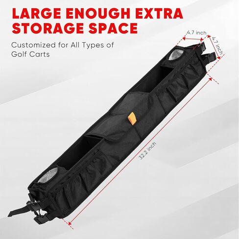 سلة تخزين داخلية أمامية لعربة الجولف مع حاملات أكواب معزولة، بدون حفر، منظم صينية لوحة القيادة قابل للطي عالمي متوافق مع EZGO، Club Car، نموذج Kandi Electirc in Kuwait