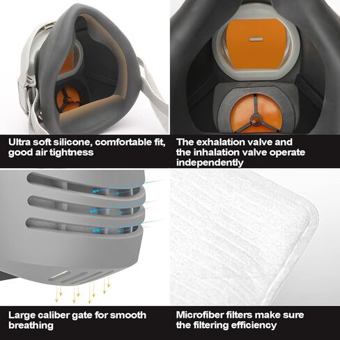 قناع تنفس قابل لإعادة الاستخدام خفيف الوزن ومحمول للحماية من الغبار والأبخرة والأسبستوس والجسيمات in Kuwait