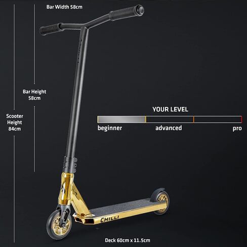 Chilli Reaper - Extreme Intermediate and Beginner Stunt Scooter for Ages 8+, Reinforced Steel T-Bar, Spider HIC Compression, Assembled - Gold in Saudi Arabia
