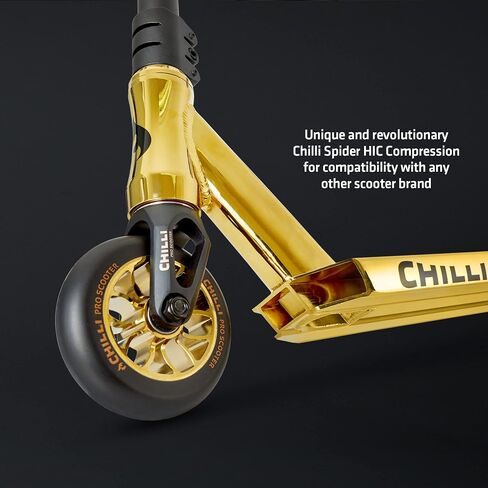 Chilli Reaper - Extreme Intermediate and Beginner Stunt Scooter for Ages 8+, Reinforced Steel T-Bar, Spider HIC Compression, Assembled - Gold in Saudi Arabia