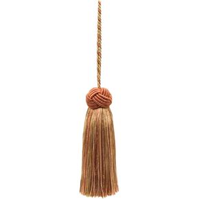4 1/2" (11cm) Key Tassel, 4" (10cm) Loop with Turkish Head Design (Style# BTS045) / Cinnamon Toast Orange Multicolor #6122 (Rust, Gold) Individually Sold