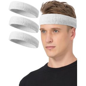 Tanluhu Sweatbands Sport Headbands for Working Out, Execise, Tennis, Basketball, Running - Terry Cloth Athletic Sweat Cotton Headband Outdoor for Men & Women