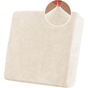 H.VERSAILTEX Stretch Chenille Cushion Covers Thick Soft Chair Covers Anti Slip Armchair Covers Slipcover with Elastic Bottom for Pets, Kid(1 Seater Armchair Cushion Cover,Caramel)