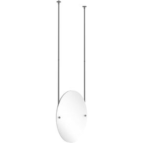 Allied Brass Frameless Oval Beveled Edge Ceiling Hung Mirror, Matte Gray
