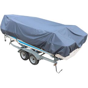 210D 20-22FT Gray Heavy Duty Trailerable Boat Cover Replacement for V-Hull Tri-Hull Runabout Bass Boat 100in Wide