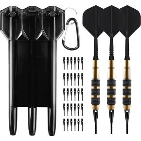 Soft Darts Set of 3 16g Darts, 30 Soft Tips, 1 Dart Case, Made of High Quality Copper with Dart Box, ZB-S99B