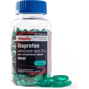 Timely Ibuprofen 200mg - 160 Liquid Softgels - Compared to Advil Liqui-Gels - Pain Relief Softgels and Fever Reducer - for Headache Relief, Menstrual Pain, Tooth Aches Muscular Aches & Arthritis Pain