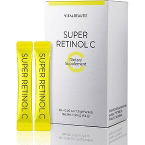 Super Retinol C (Powder, Skincare Supplement) - Vitamin A, C, D, E, Pantothenic Acid, Zinc, L-Cysteine for skin radiance and tone Vegan Authorized AMOREPACIFIC - 30 Packets