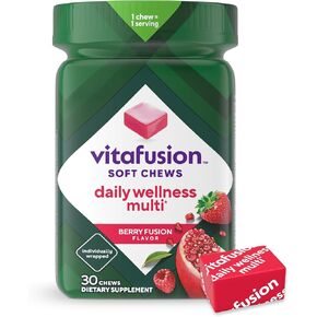 Vitafusion Soft Chews Daily Wellness Multi(1), Chewable Multivitamins for Adults, Individually Wrapped, Berry Fusion Flavor, 30 Chews, 30 Day Supply