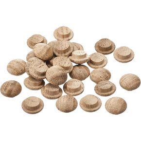 uxcell Wood Plugs, 30Pcs 15 x 10 mm - Red Oak Wood Button Top Plugs, Screw Hole Covers, Decorative Wooden Cover for Stair Chair Craft Furniture Woodworking