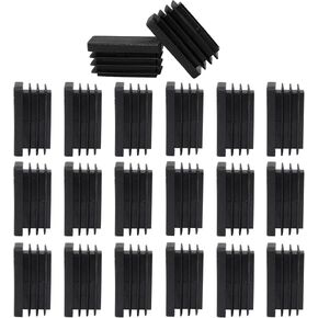 20 PCS 1/2 x 1 1/2 Rectangle Black Plastic Plug End Cap, Heavy Duty Chair Leg Caps for Pipe Tubing (13 x 38mm)