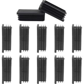 20 PCS 1/2 x 1 1/2 Rectangle Black Plastic Plug End Cap, Heavy Duty Chair Leg Caps for Pipe Tubing (13 x 38mm)