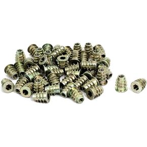 uxcell M5x14mm Interface Hex Socket Threaded Insert Nuts 50pcs for Wood Furniture