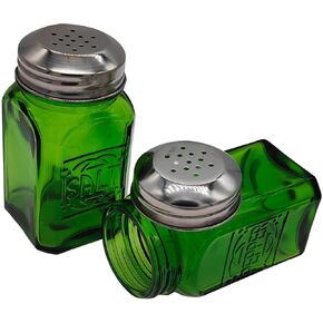 Kerixi Old-Fashioned Retro Salt and Pepper Shakers Green Glass