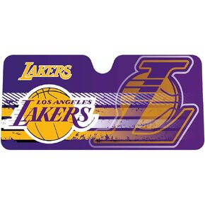 FANMATS 30588 NBA Los Angeles Lakers Windshield Sun Auto Shade, Sun Shield Sun Visor | Accordion tri-fold for Storage | 59" x 29.5", Colorful Team Design