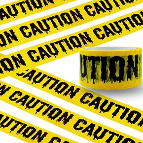 Halloween Decorations Caution Tape, Scary Warning Tape 4.5cm x 25m Self Adhesive Zombie Hazard Tape for Indoor Outdoor Halloween Party, Haunted Houses, Vampire Parties