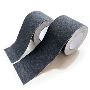2 Pack 4" x 35' (Total 70') Heavy Duty Anti Slip Tape 80 Grit Waterproof Adhesive Strips for Stairs Tread Ramp Decks Steps - Non Skid Roll for Outdoor/Indoor - Black