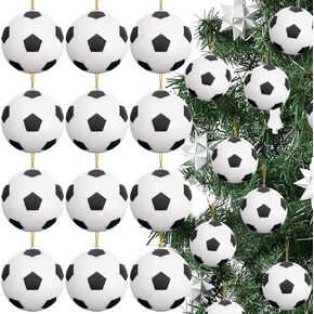 12 قطعة كرة قدم عيد الميلاد لتزيين شجرة عيد الميلاد، 2.6 بوصة كرة شجرة عيد الميلاد معلقة زخرفة رياضية ديكور in Kuwait