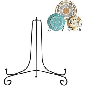 Yosoo 10" Tall Iron Display Stand, Metal Easel Classic Table Display Stand Bowl Plate Photo Picture Frame Bowl Book Artwork Platter Holder Decoration Black