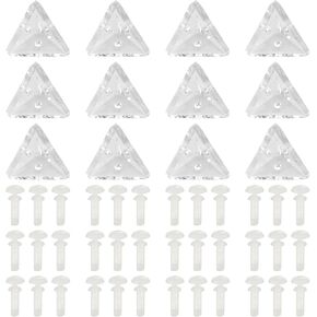12PCS Transparent Acrylic Triangle Connectors with 36 Rivets Glass Panel Box Fixed Corner Brackets Used for Display Cabinets Furniture Study Rooms Stores DIY Assembly Jewelry Box Stands