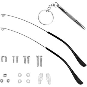 زوج واحد من أذرع استبدال النظارات المعدنية، استبدال ذراع أرجل النظارات العالمية - أرجل أذرع النظارات، براغي، غسالات لولبية، هيكل بديل للنظارات المعدنية لإصلاح النظارات in Kuwait