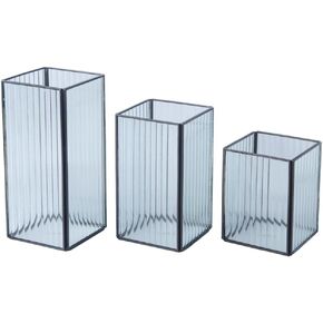 Koyal Wholesale Geometric Hurricane Candle Holder Set of 3 for Wedding Centerpiece, Table Decorations, Home Decor, Patio Decor (Copper, 6, 8, 10)