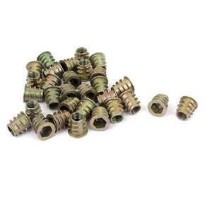 uxcell A15111600ux0322 M6x10mm Hex Socket Screw in Thread Insert Nut with Round Plate End 30 Pcs for Wood (Pack of 30)