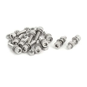 uxcell M5x20mm 304 Stainless Steel Hex Socket Head Cap Bolt Screw Nut w Washer 12 Sets