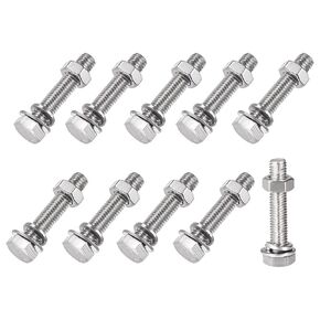 Hex Head Screws Bolts, Nuts, Flat & Lock Washers Kits (M8x75mm) 10Sets, 304 Stainless Steel Assortment Kit - for Home Appliance