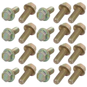 uxcell 20Pcs 3/8-24 x 1 Inch Thread Carbon Steel Grade 5 Hex Serrated Flange Screw Bolt