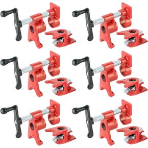 ATPEAM Wood Gluing Pipe Clamp Set | 6 Pack 3/4’’ Heavy Duty Cast Iron Quick Release Pipe Clamps for Woodworking with Unique Foot Design (6, 3/4'')