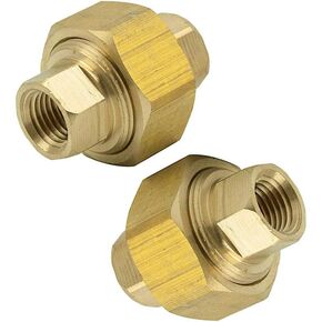 Legines Brass Pipe Fitting Union 1/8" NPT Female x 1/8" NPT Female Straight Connector 1200psi (Pack of 2)