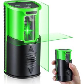 Meonum Laser Level with Slide Cover Switch, 100 ft Self Leveling Green Cross Line, Rechargeable Laser Leveler Tool, 3 Brightness Adjustment, Vertical and Horizontal Line, Type C Charging Port