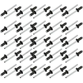 uxcell M5x10mm Aluminum Open End Round Dome Head Blind Rivets Black 50pcs