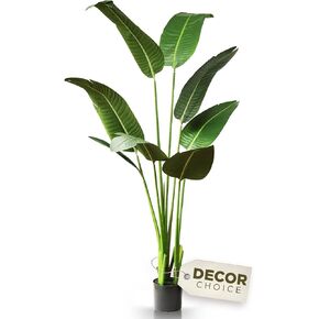 FOREVER LEAF 5 Feet Bird of Paradise Artificial Plant, Includes Black Planter, Realistic Banana Shaped Leaves, Large Faux Floor Plants for Living Room, Perfect Silk Plants for Home Decor Indoor