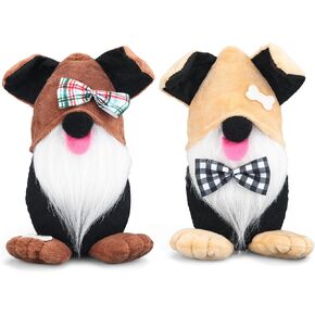 2pcs Dog Gnome Doggie Scandinavian Stuffed Gnomes plush Puppy Tiered Tray Spring Decorations Farmhouse Home Decor Gift for Dog Lovers