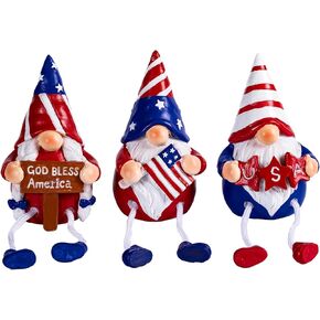 4th of July Gnomes Decorations, 2PCS Patriotic Gnomes Figurines, Red White Blue Decorations, Resin Patriotic Decor for Independence Day, Memorial Day