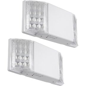 TORCHSTAR LED Emergency Lighting, Commercial Emergency Lights with Battery Backup, UL Listed, Two Heads, AC 120/277V, Hardwired Emergency Exit Light Fixture for Business, Home Power Failure, Pack of 2