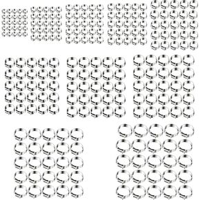 Kamtop 200 Pcs 7-21mm Single Ear Hose Clamps, 304 Stianless Steel Fuel Line Clamps,10 Sizes Stepless Clamps Rings Pex Crimp Rings Hose Clamp Clips Assortment Kit for Automotive Plumbing System