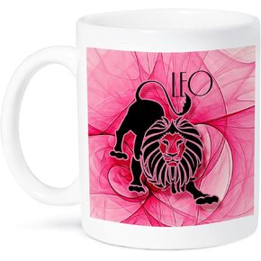 3dRose Lady Leo Swirls Zodiac Collection Mug, 15 oz, Black/Pink