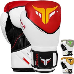 Mytra Fusion Boxing Gloves MMA Muay Thai Gloves with Ventilated Palm Boxing Training Gloves Kickboxing Gloves for Men & Women Punching Gloves (16-oz, Black/Red)