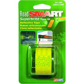 Life Safe: Road Smart Super Brite Fluorescent Reflective Tape, 1" x 24", Lime