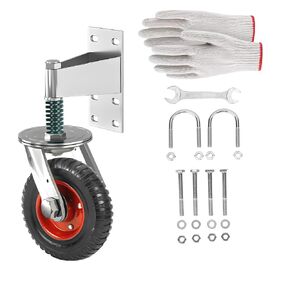Nisorpa 8inch Fence Gate Wheel Spring Loaded Heavy Duty Gate Caster 360 Degree Rotation 600lbs Capacity with Screws & Spanner for Wooden Gate Metal Tube Gate