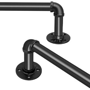 Curtain Rods for Windows 48-86", 1 Inch Industrial Black Curtain Rod, Adjustable Wrap Around Indoor/Outdoor Room Divider Rod,30-86"