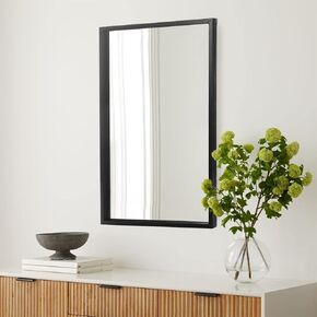 FUIN 22" x 36" Rectangle Wall Mirror with Metal Frame for Bathroom Bedroom Vanity Vertical or Horizontal Hanging, Black