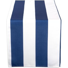 DII Cabana Stripe Outdoor Tabletop Collection, Stain/Wrinkle Resistant & Waterproof, Table Runner, 14x72, Nautical Blue